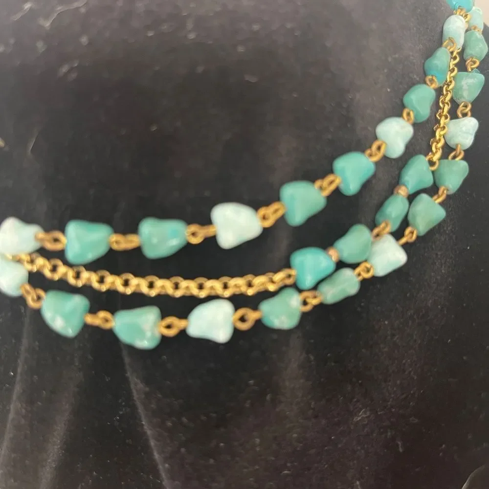 Turquoise Multi-Strand Goldtone Necklace NWOT